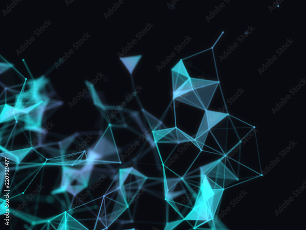 Poster abstract 3d technology futuristic geometrical and science neon visualization. plexus digital wallpap