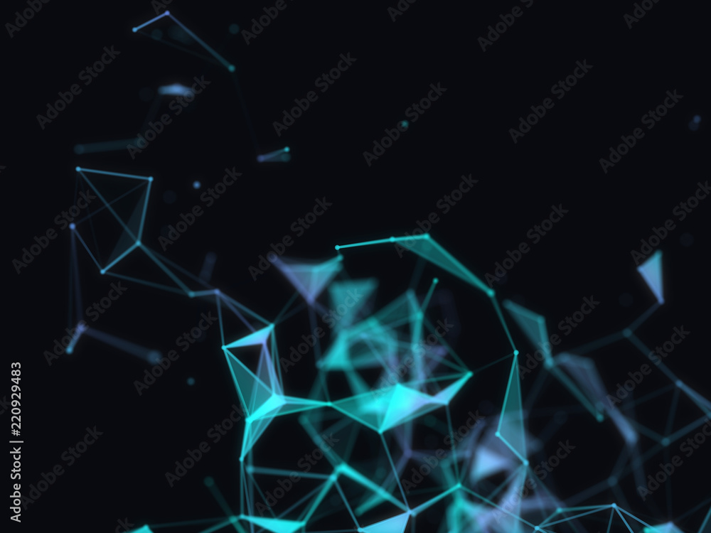 Poster abstract 3d technology futuristic geometrical and science neon visualization. plexus digital wallpap
