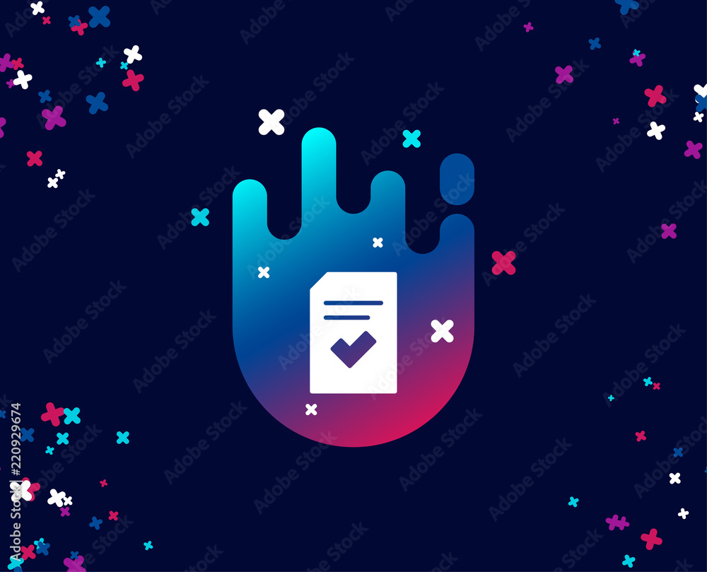 Poster checked document simple icon. information file with check sign. correct paper page concept symbol. c