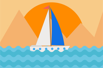 Velero surcando por el mar.