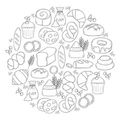 Vector cartoon pastry bakery shop