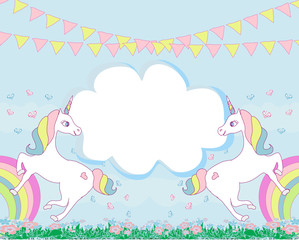 Card with a cute unicorns © diavolessa