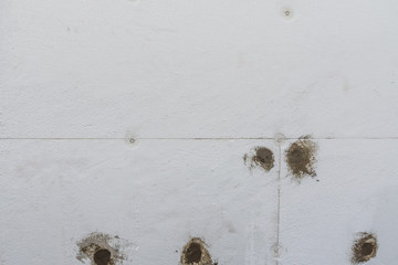 Insulation of the house with styrofoam. Energy saving concept. Closeup