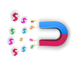 Magnet, color dollar - business illustrator Vector eps 10