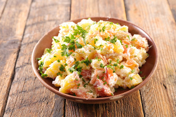 potato with cream and salmon