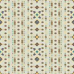 Geometric embroidery style. Ethnic seamless pattern. Abstract aztec background. Boho ornament vector.