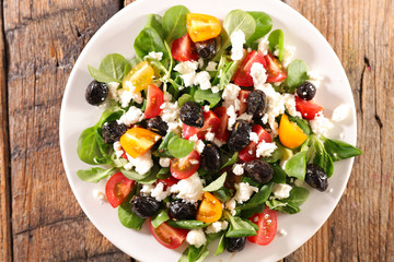 vegetable salad with olive, feta and tomato