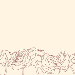 Seamless bottom border made of rose flowers