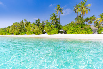 Landscape of paradise tropical island beach. Luxury design of tourism for summer vacation holiday destination concept.