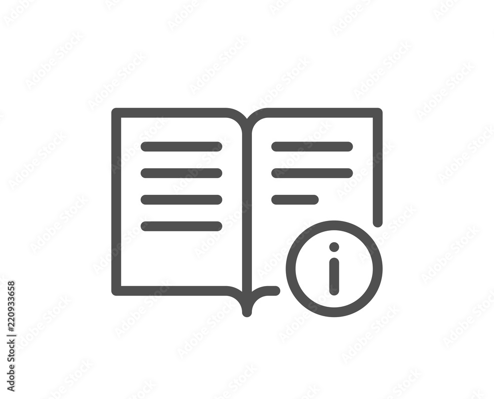 Poster technical information line icon. instruction sign. quality design element. classic style information