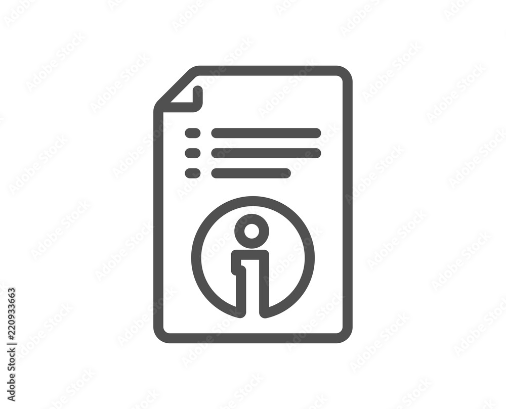 Poster technical information line icon. instruction sign. quality design element. classic style. editable s
