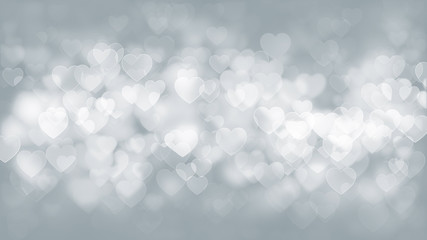 White Hearts Particles Background