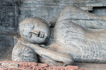 Lying Buddha in the ancient capital and royal historical site in Sri Lanka