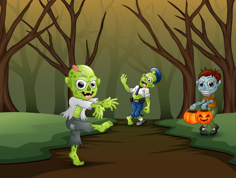 Group of zombie celebration halloween