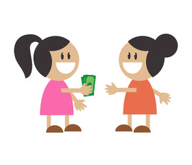 Девушка даёт подруге деньги в долг