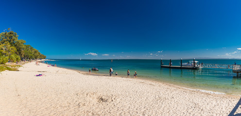 BRIBIE ISLAND, AUS - SEPT 1 2018: Beach  near the Bongaree jetty on west side of Bribie Island,...
