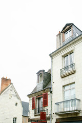 Picture of a street in old french town with traditional architecture