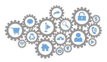 Gears mechanism concept and icons