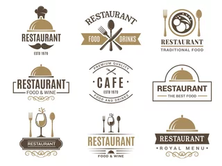 Tuinposter Vintage logo& 39 s en verschillende symbolen voor het ontwerp van het restaurantmenu. Label en logo café vintage, badge en embleem café. vector illustratie © ONYXprj