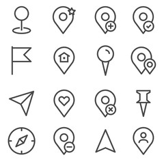 Line Maps and Location - Icon collection set