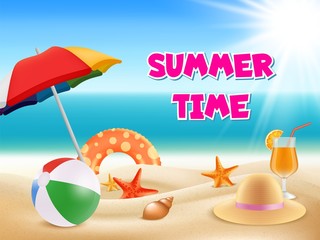 Summer background. Vector illustrations of summertime adventures. Summertime adventure, summer tourism and vacation