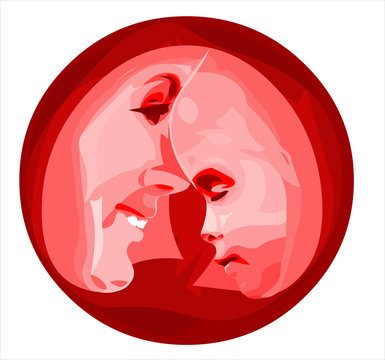 Mom and baby icon round red vector illustration