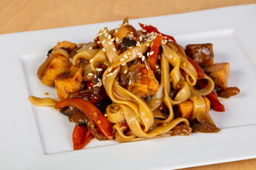 Udon with salmon