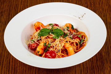 Spaghetti with prawn
