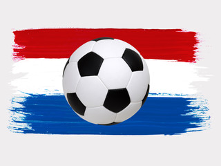 Soccer ball with flag isolated on white