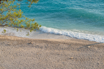 Beach in croatian coast, blue sea