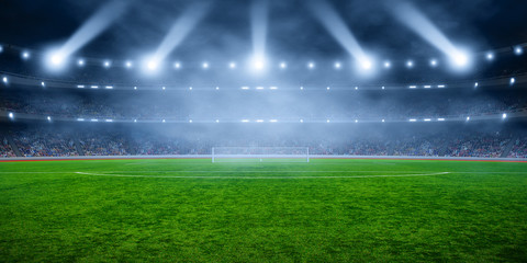 voetbalstadion met verlichting