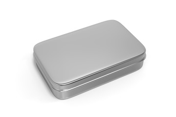 Metal Box on isolated white background, 3d illustration