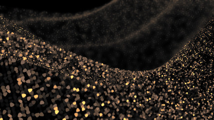Golden glitter background. 3d illustration, 3d rendering.