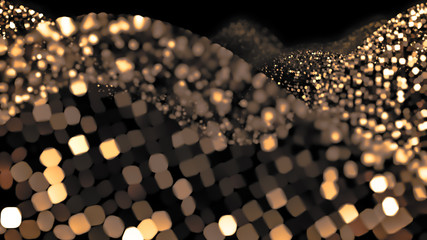 Golden glitter background. 3d illustration, 3d rendering.