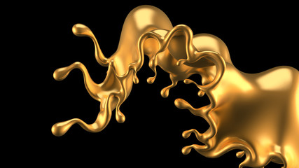 Splash gold. 3d illustration, 3d rendering.