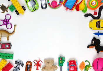  Toys frame on white background.