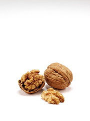 Walnuts kernel isolated on white background, Top view.