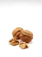 Walnuts kernel isolated on white background, Top view.