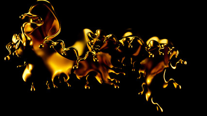 Splash gold. 3d illustration, 3d rendering.