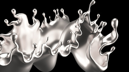 Splash silver. 3d illustration, 3d rendering.