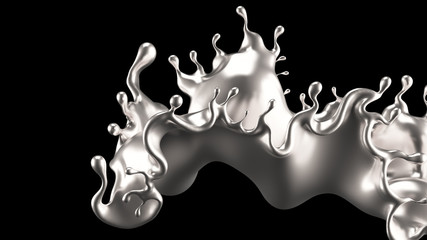 Splash silver. 3d illustration, 3d rendering.