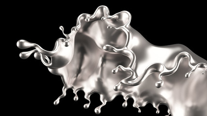 Splash silver. 3d illustration, 3d rendering.