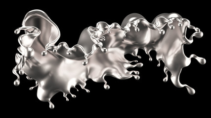 Splash silver. 3d illustration, 3d rendering.