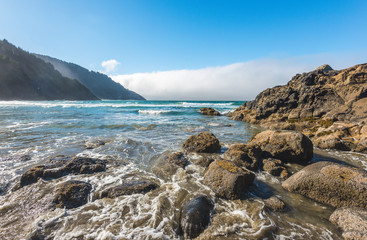 some scenic view of the beach in Heceta Head Lighthouse State Scenic Area,Oregon,USA.