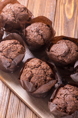 Sweet dessert chocolate muffins or cupcake