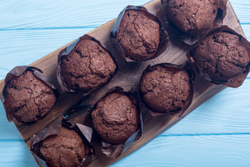 Sweet dessert chocolate muffins or cupcake