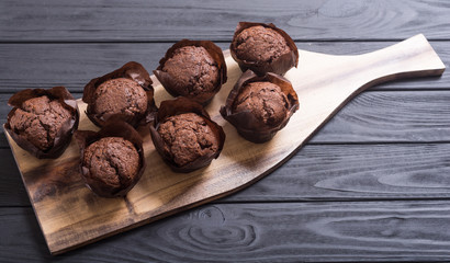 Sweet dessert chocolate muffins or cupcake