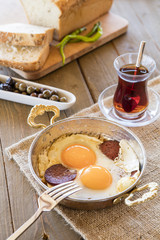 Turkish Sausage (sucuk) and egg