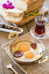 Turkish Sausage (sucuk) and egg