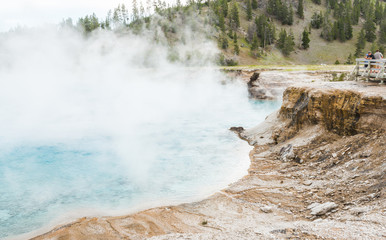 some scenic view of landscape in geysers area in yellow stone,Wy,usa.